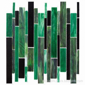 Crystal Glass Mosaics Tile, Mix black and Green Color, Special Shape, Sized 300 x 300mm
